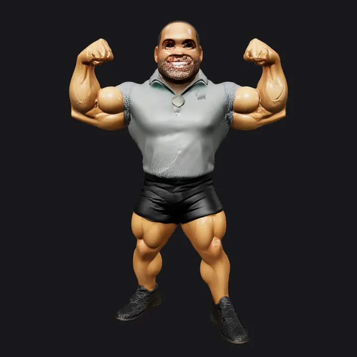 muscular person posing in athletic wear. complex geometry, smooth edges, character.