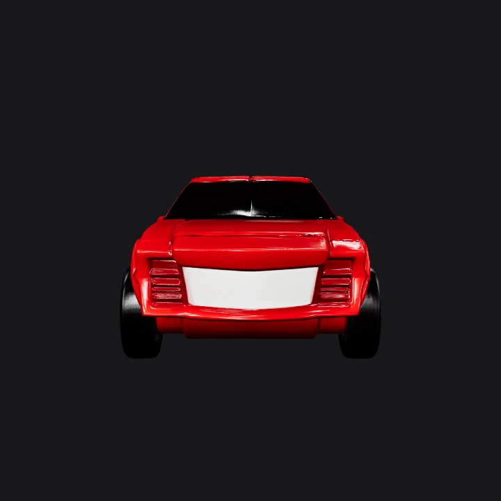 Red toy sports car model. sharp edges, smooth edges, simple geometry, game-ready, symmetric geometry.