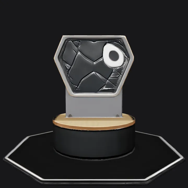 modern display pedestal with glowing hexagon. smooth edges, simple geometry, symmetric geometry.