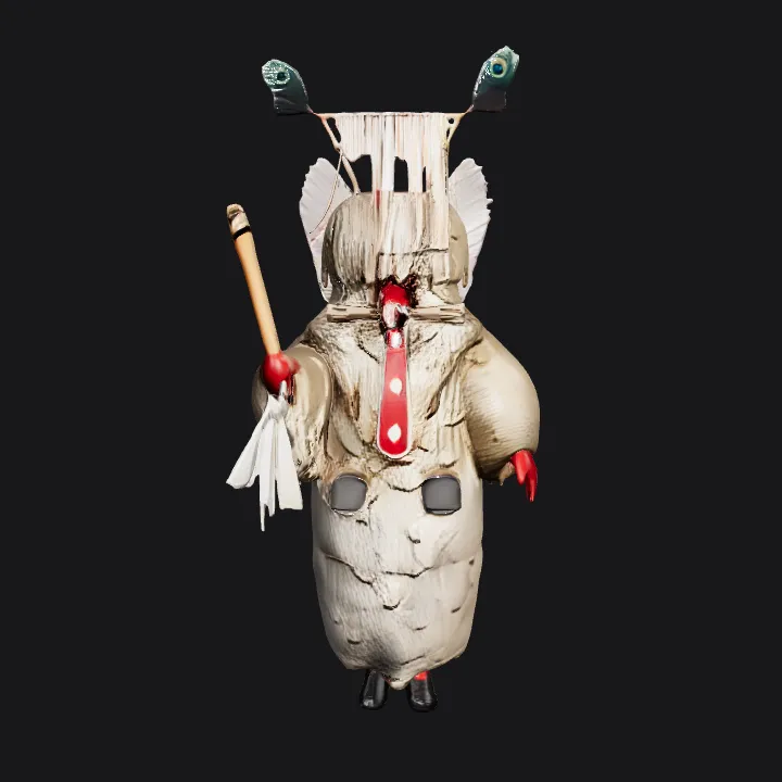 Person in traditional ceremonial costume. complex geometry, smooth edges, character.