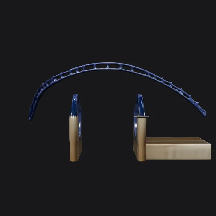 roller coaster track at amusement park. smooth edges, complex geometry.
