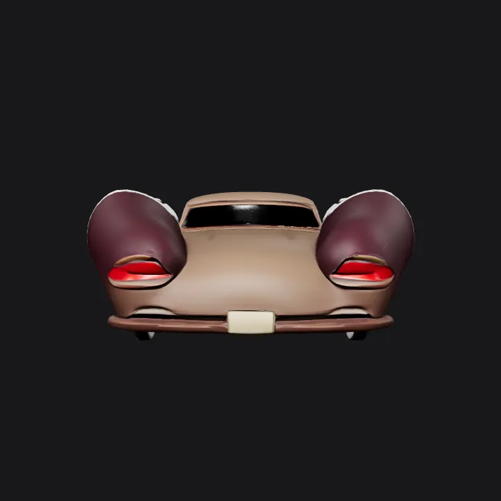 surreal car with lips and curves. smooth edges, complex geometry, symmetric geometry.