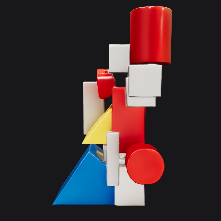 Abstract geometric sculpture with layered shapes. sharp edges, complex geometry.