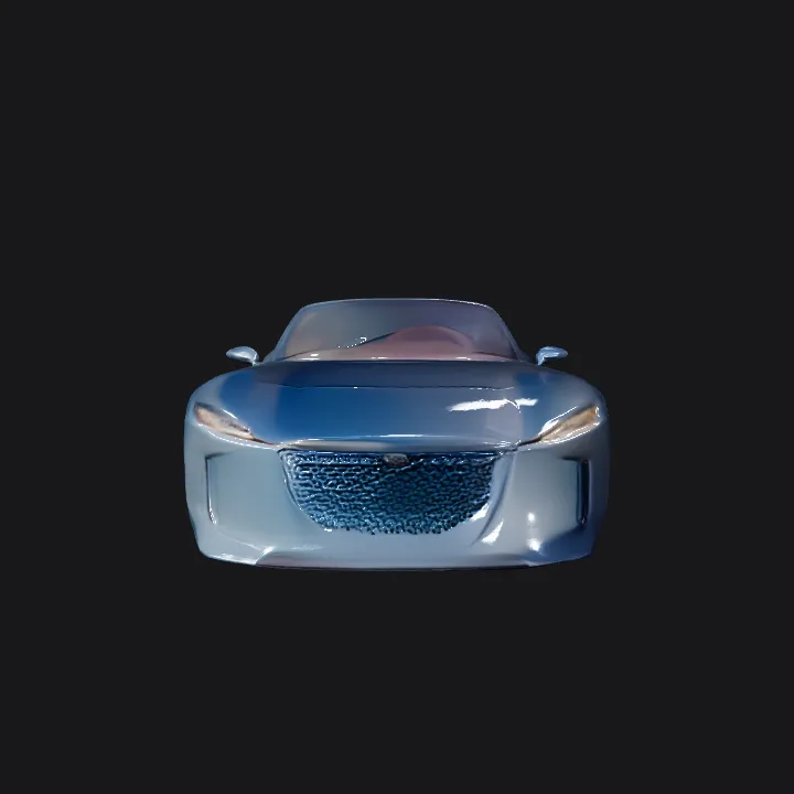 Futuristic blue convertible sports car. sharp edges, smooth edges, complex geometry, game-ready, symmetric geometry.
