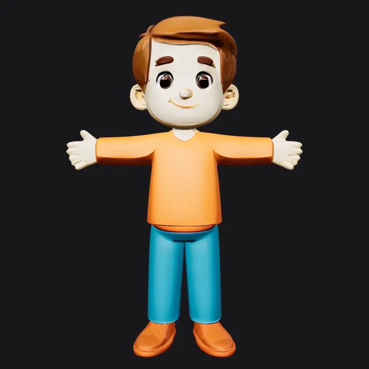 cartoon boy with open arms. smooth edges, simple geometry, character, symmetric geometry.