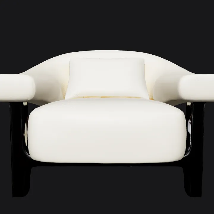 modern upholstered armchair with cushion. smooth edges, simple geometry, symmetric geometry.