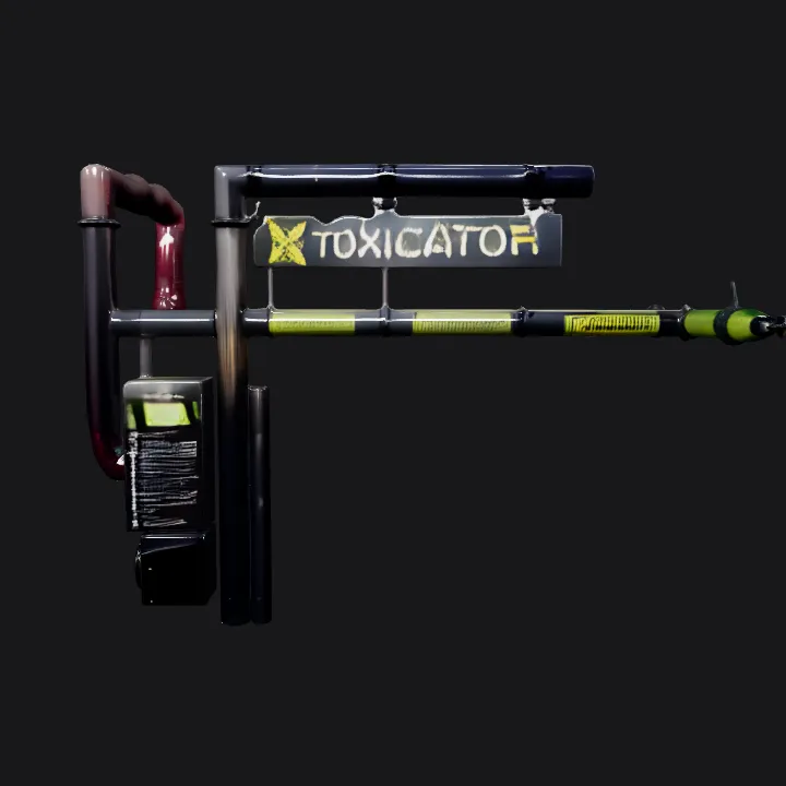 Entrance to Toxicator theme park ride. sharp edges, simple geometry, game-ready, symmetric geometry.