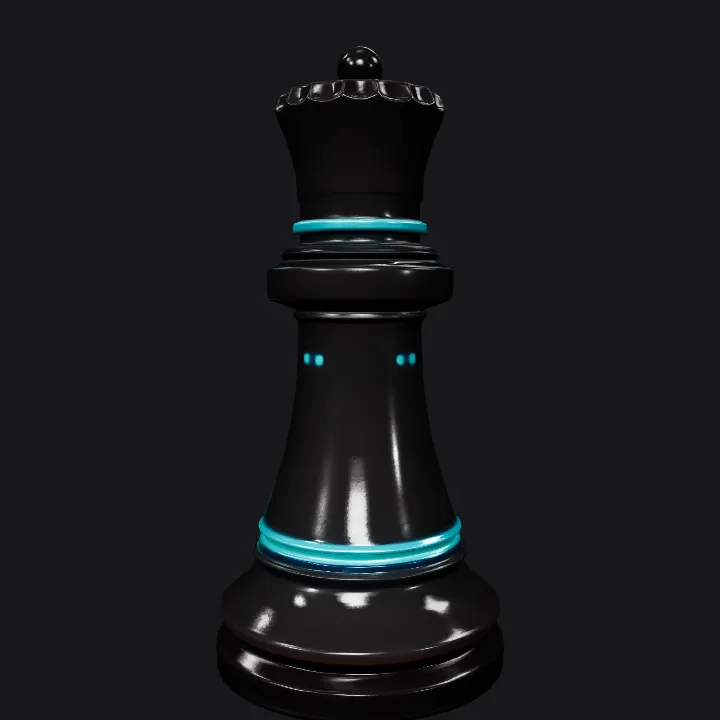 futuristic chess king piece. smooth edges, complex geometry, game-ready, symmetric geometry.