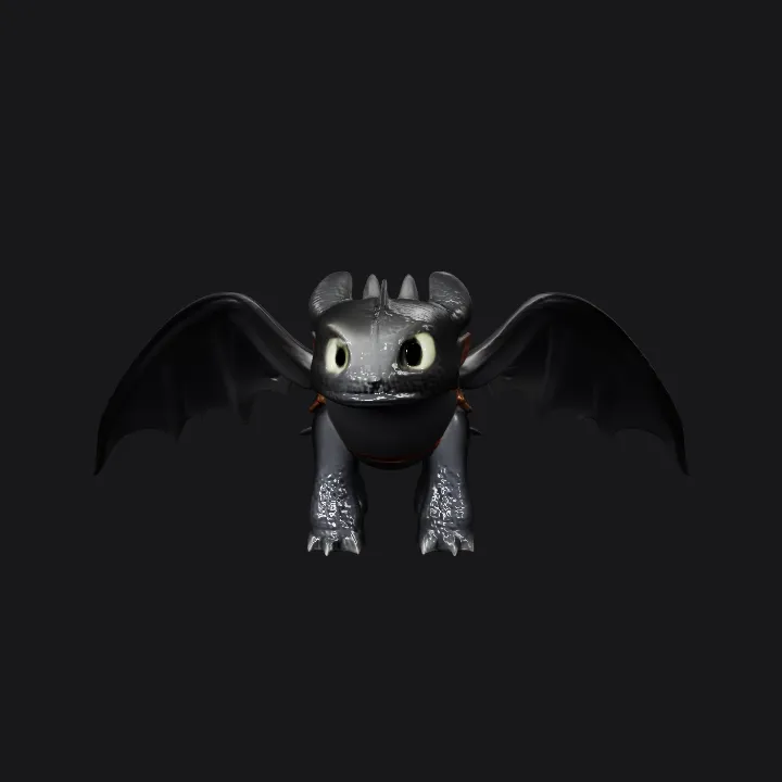 Cartoon dragon with outspread wings. smooth edges, complex geometry, game-ready, character.