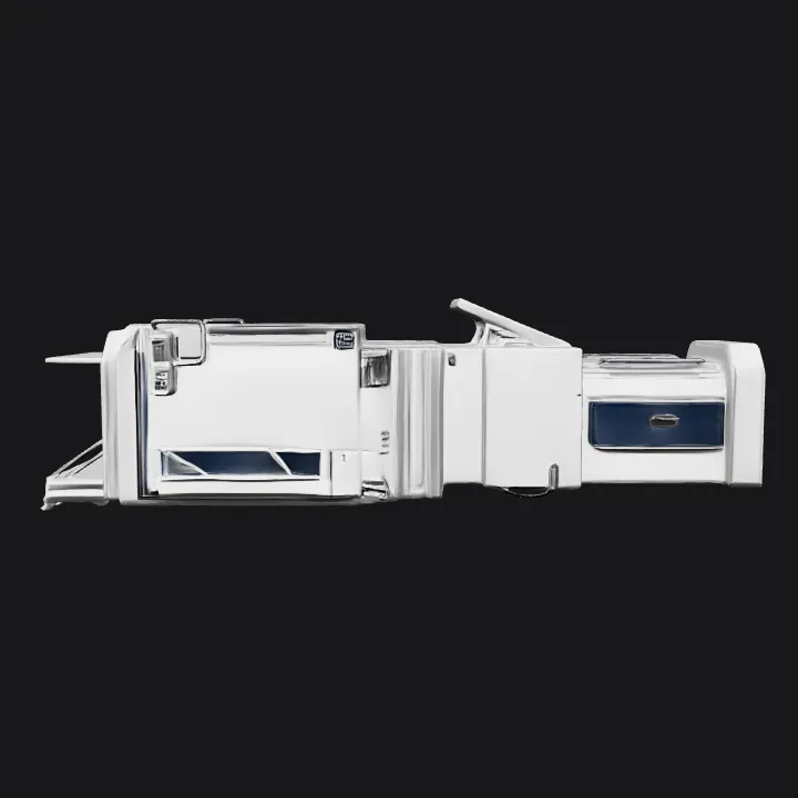 futuristic sci-fi storage container. sharp edges, complex geometry, game-ready.