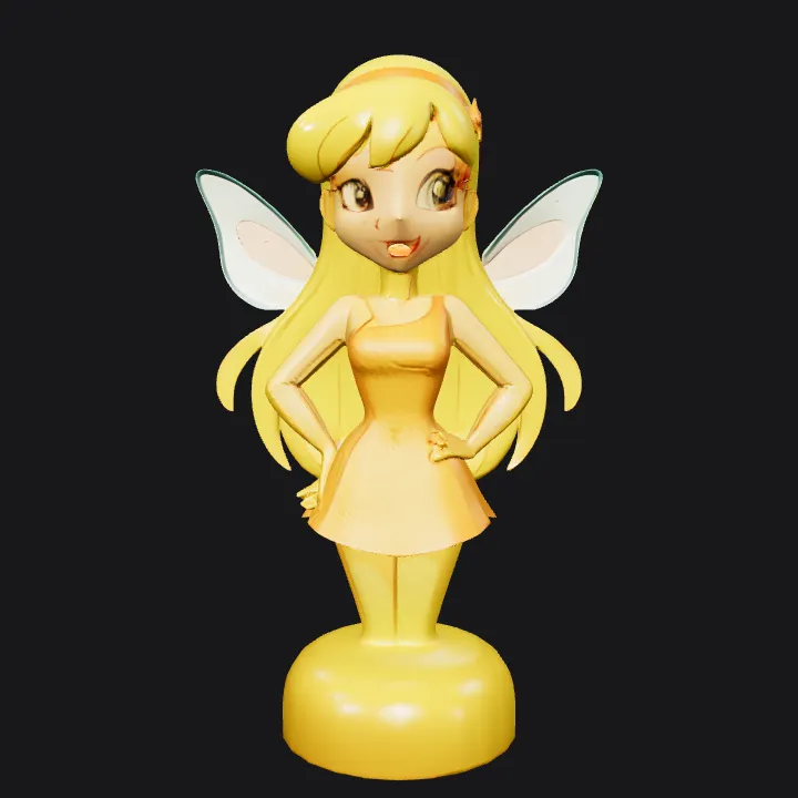 fairy girl figurine with wings. smooth edges, simple geometry, character, symmetric geometry.