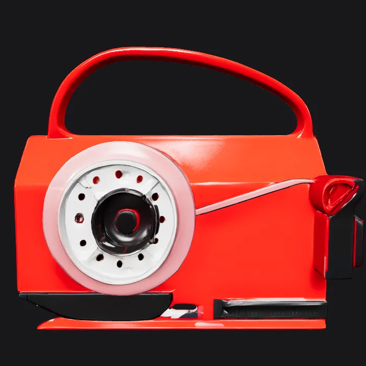 Red tape dispenser with handle. sharp edges, simple geometry, game-ready.