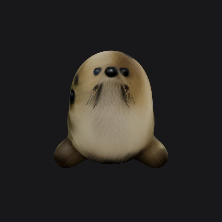 Small seal animal figurine toy. simple geometry, symmetric geometry.