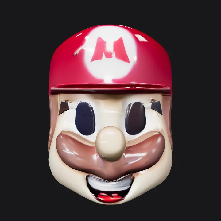 Cartoon character head with red top hair. smooth edges, simple geometry, character, symmetric geometry.