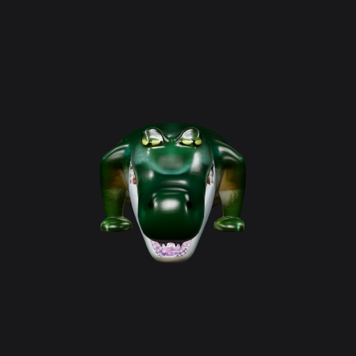 Cartoon crocodile character with open mouth. complex geometry, smooth edges, game-ready, character.