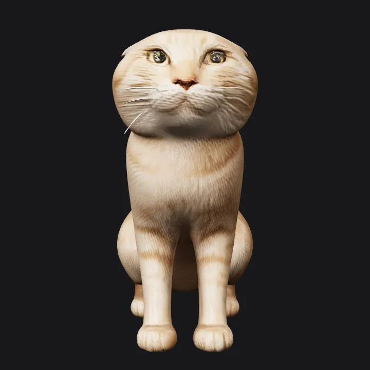A sitting orange tabby cat. smooth edges, complex geometry, game-ready, character.