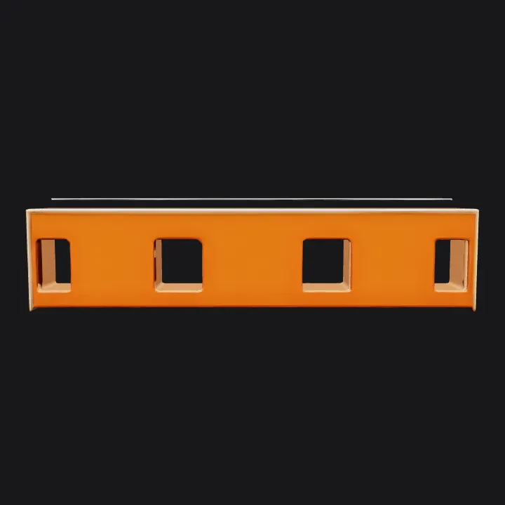 Rectangular wooden storage shelf with compartments. sharp edges, simple geometry, symmetric geometry.