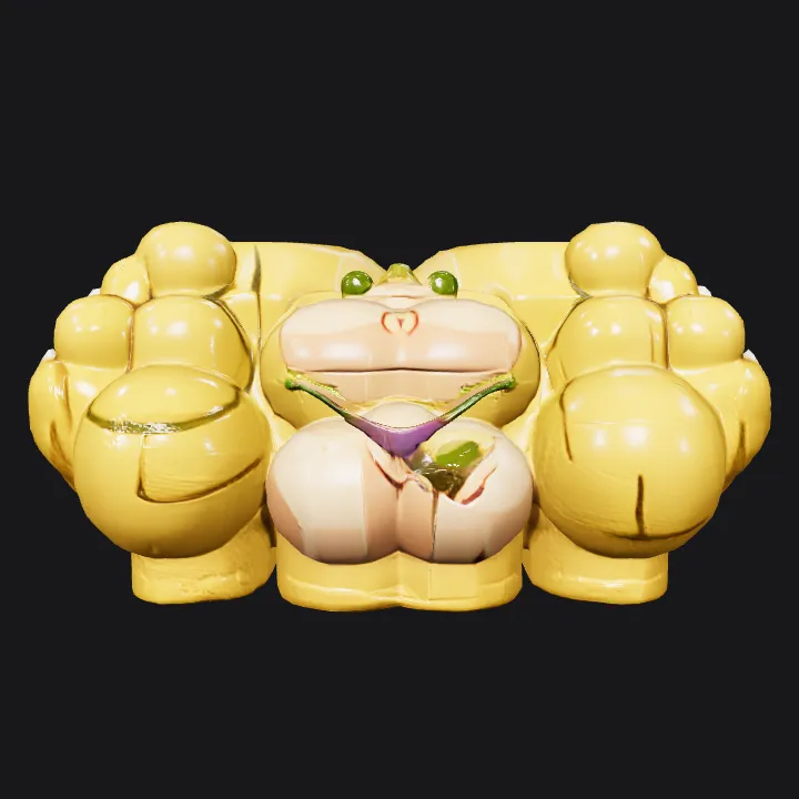 cartoonish, exaggerated animal paws. smooth edges, complex geometry, symmetric geometry.