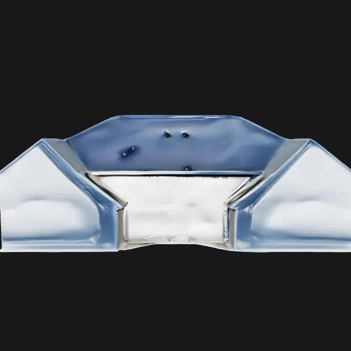 simple gabled roof building. smooth edges, simple geometry, symmetric geometry.