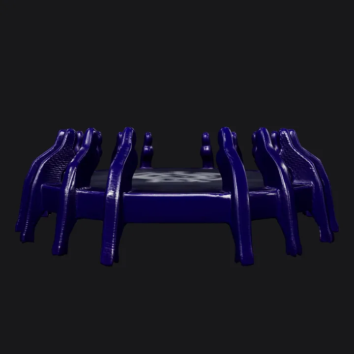 dark fantasy arena with spiked circle. sharp edges, complex geometry, game-ready, symmetric geometry.