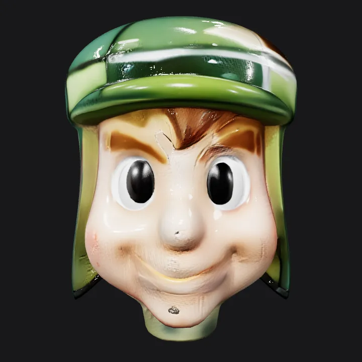 Green, stylized watermelon sculpture. smooth edges, simple geometry, symmetric geometry.