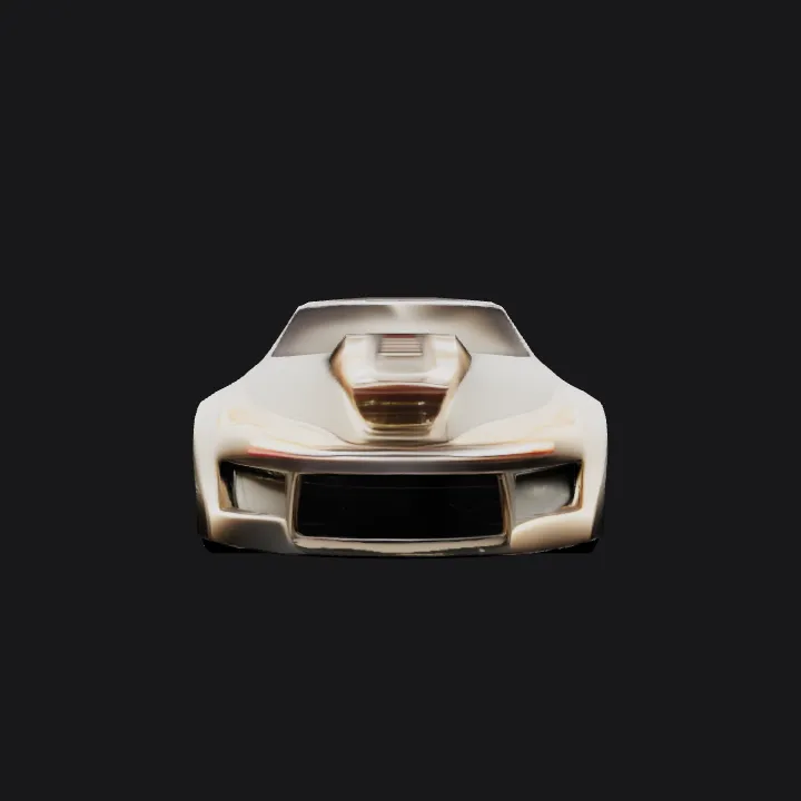 Futuristic sports car, rear view. complex geometry, sharp edges, game-ready, symmetric geometry.