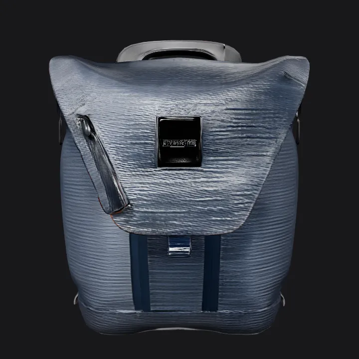 side view of a messenger bag. smooth edges, complex geometry.