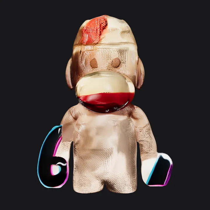 Sock monkey plush toy. smooth edges, simple geometry, character, symmetric geometry.