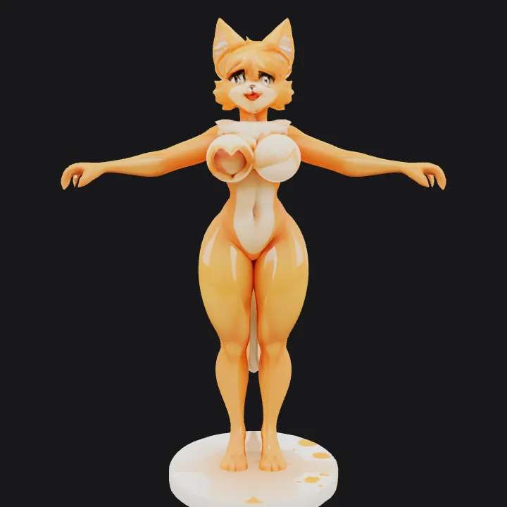 Anthropomorphic cat character making heart shape. smooth edges, complex geometry, character.