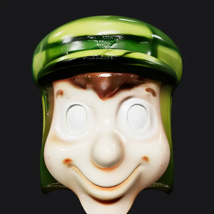 Green and yellow checkered helmet. smooth edges, simple geometry, game-ready, symmetric geometry.