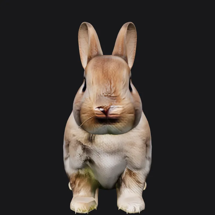 a brown rabbit sitting upright. smooth edges, complex geometry, symmetric geometry.