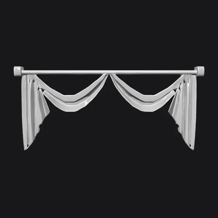 Draped curtain valance for decor. smooth edges, simple geometry, symmetric geometry.