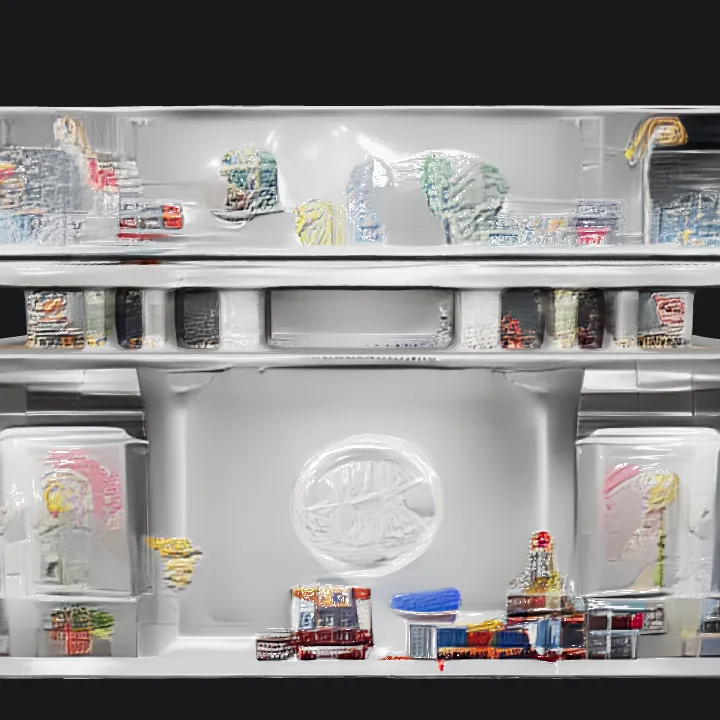 Futuristic toy factory interior. sharp edges, complex geometry, symmetric geometry.