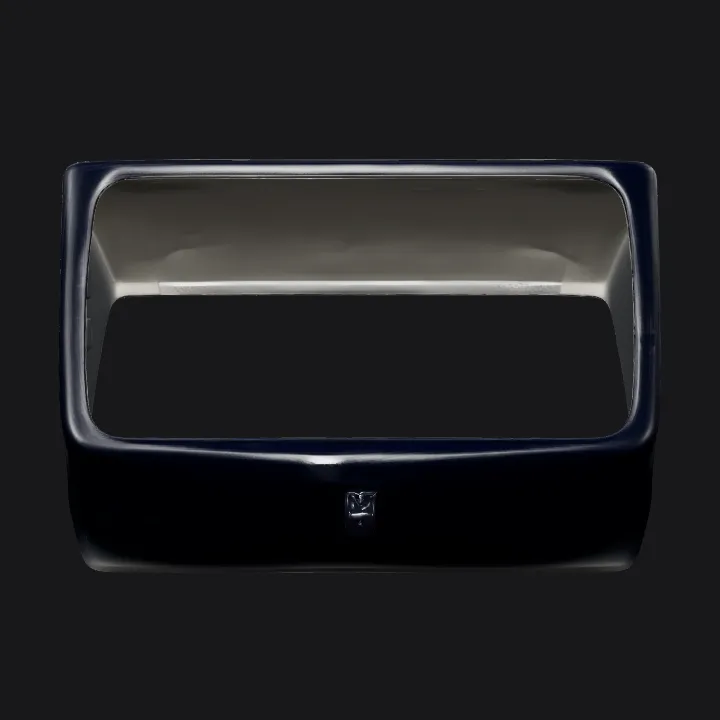 black plastic car interior trim panel. smooth edges, complex geometry.