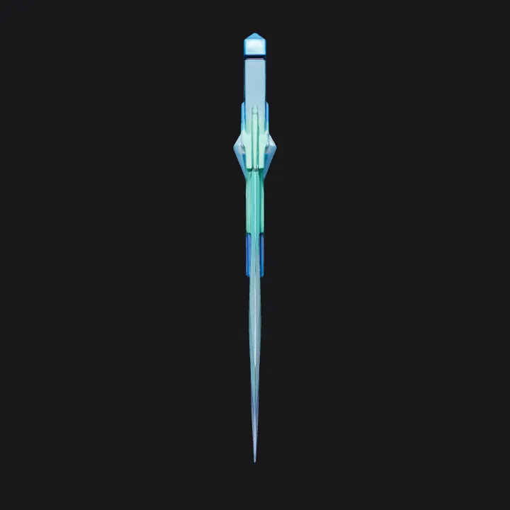 Fantasy sword with blue accents. sharp edges, complex geometry, game-ready, symmetric geometry.