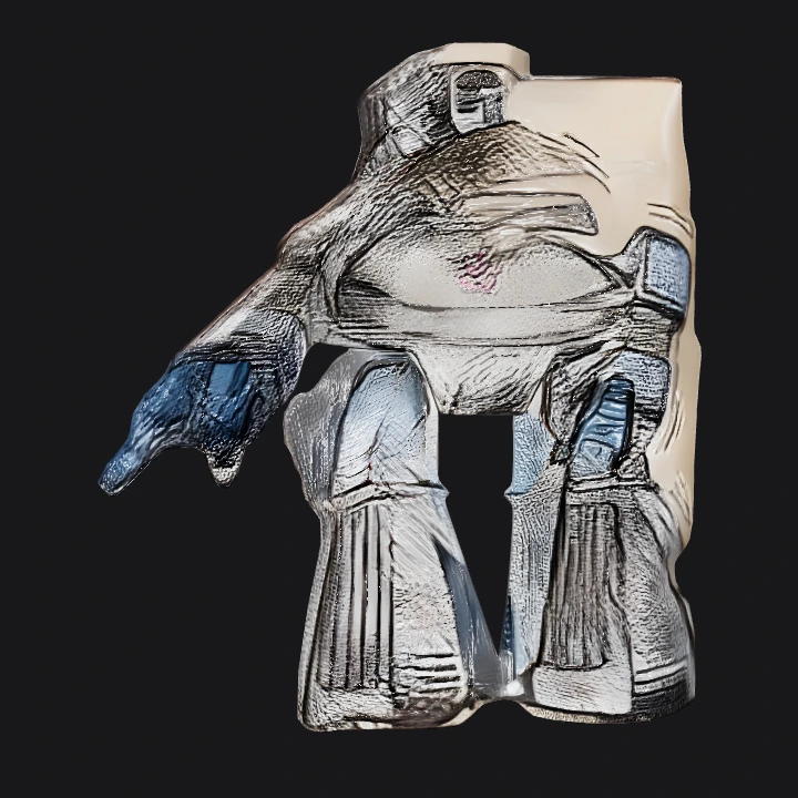 Giant robot character from cartoon. sharp edges, complex geometry, character, symmetric geometry.