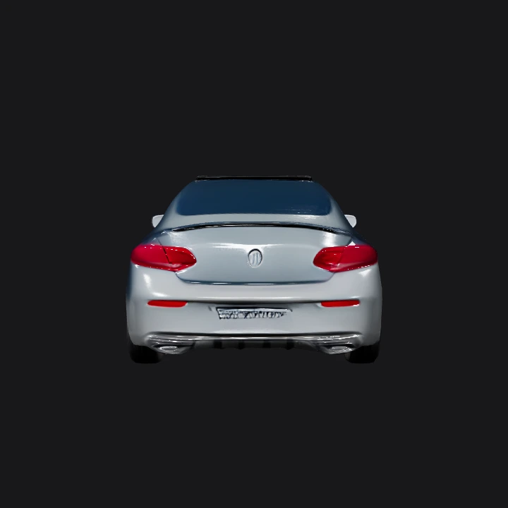 Luxury coupe car rear view. smooth edges, complex geometry, symmetric geometry.