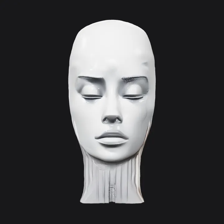 Upper body of a standing human figure. smooth edges, complex geometry, character, symmetric geometry.