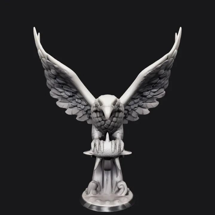 Eagle with wings spread holding a fish. sharp edges, complex geometry, game-ready, symmetric geometry.