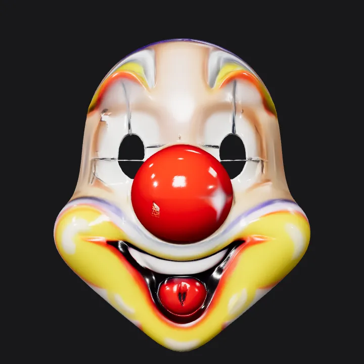 Colorful clown face mask. smooth edges, simple geometry, character, symmetric geometry.