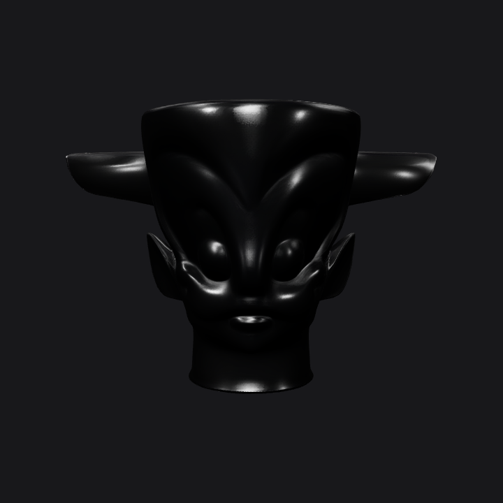 Stylized human head and ears sculpture. simple geometry, character, symmetric geometry.