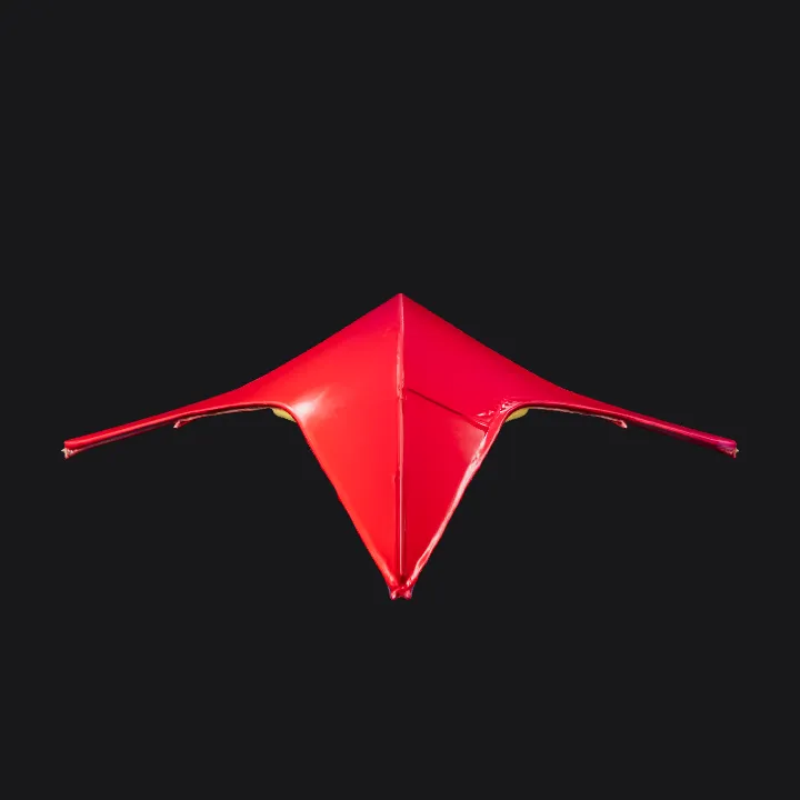 Curved, aerodynamic surfboard or sports equipment. sharp edges, smooth edges, complex geometry.