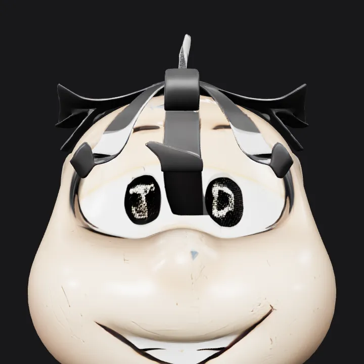 cartoon child face mask. smooth edges, simple geometry, character, symmetric geometry.