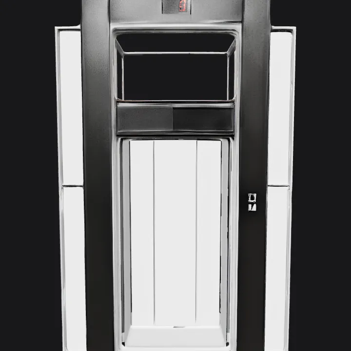 Modern glass elevator shaft. sharp edges, simple geometry, symmetric geometry.