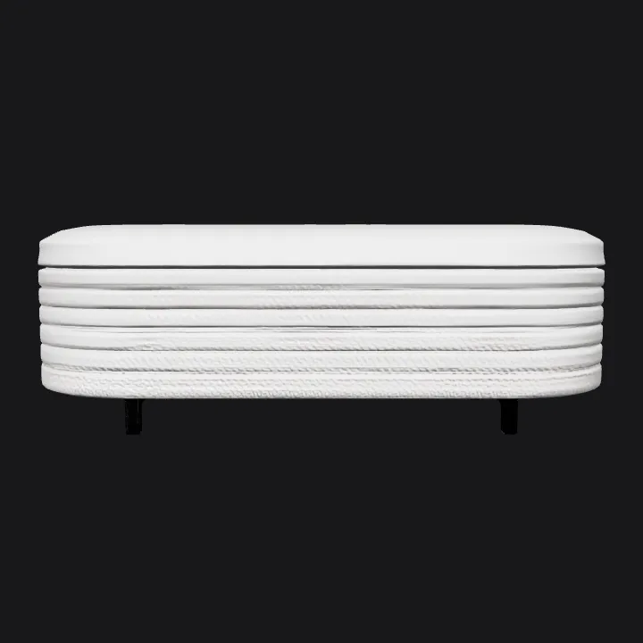 Modern upholstered bench with textured surface. smooth edges, simple geometry, game-ready, symmetric geometry.