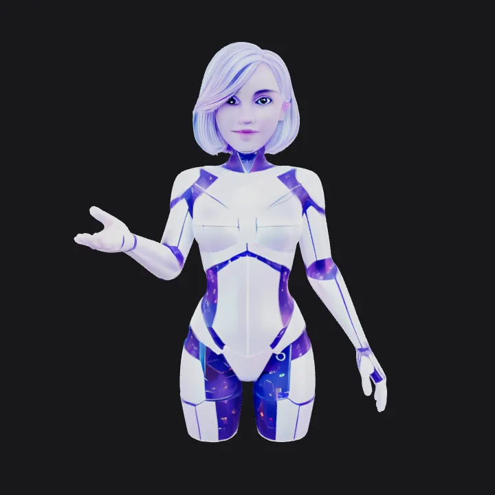 Futuristic humanoid robot woman. smooth edges, complex geometry, game-ready, character, symmetric geometry.