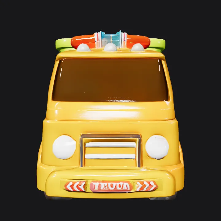 toy dump truck. smooth edges, simple geometry, symmetric geometry.