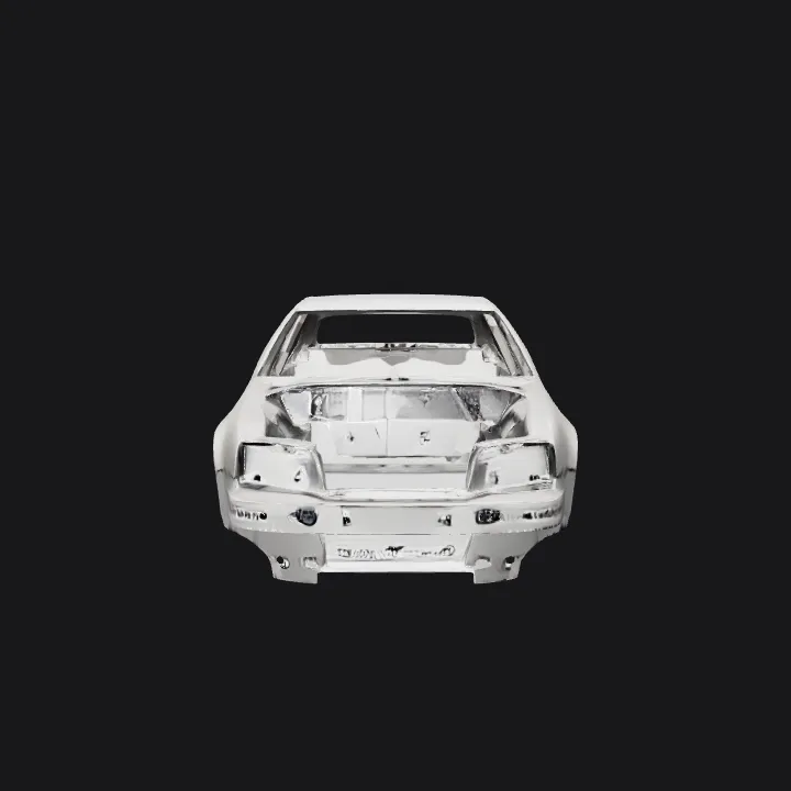 Car chassis in a studio setting. smooth edges, complex geometry, symmetric geometry.