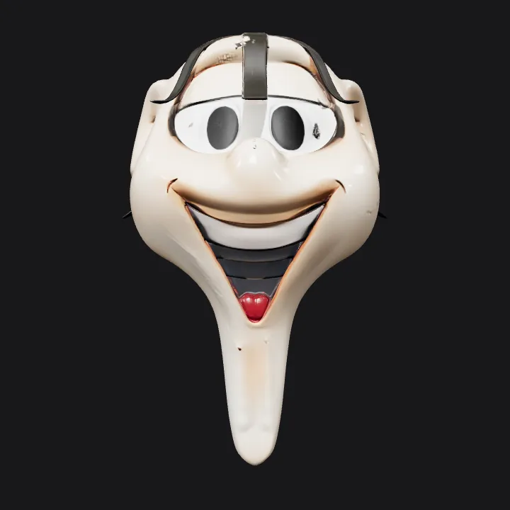 Cartoonish human face mask. smooth edges, simple geometry, character, symmetric geometry.