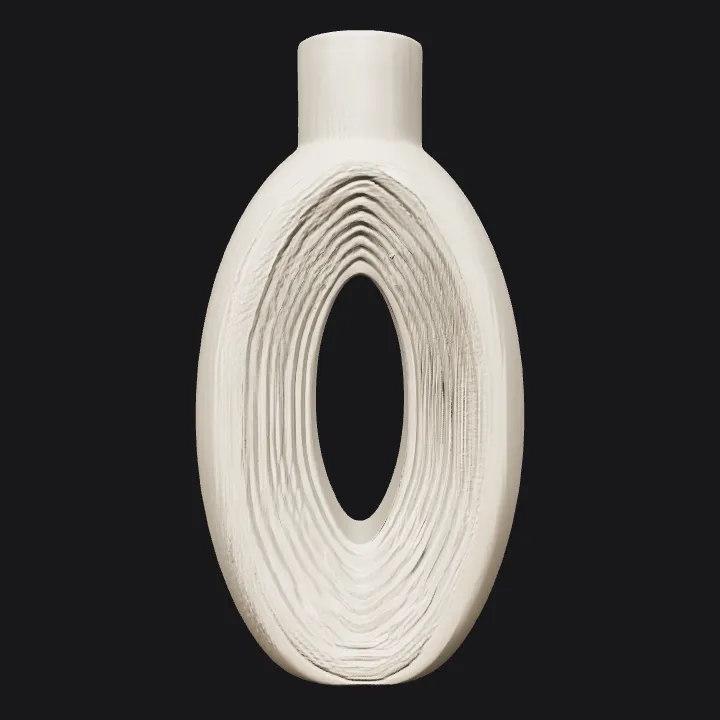 Modern oval ceramic vase. smooth edges, simple geometry, symmetric geometry.